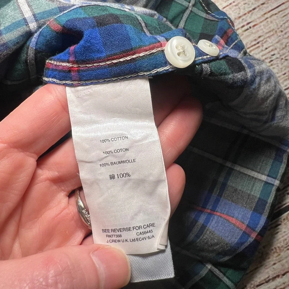 J Crew Classic Fit Plaid Button Down Shirt Mens Size‎ S Blue Green Red Cotton